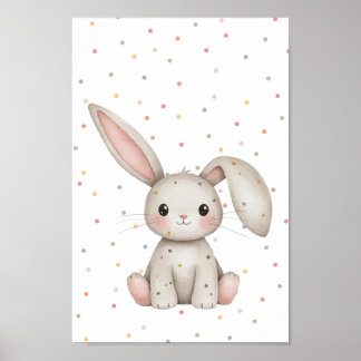 Cute Bunny Woodland Baby Animals Nursery Posters