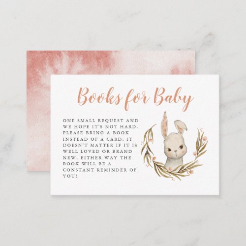 Cute Bunny Woodland Baby Shower Book Request Enclosure Card