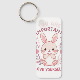 Cute Bunny You Are Important Keychain- Love yourse Keychain