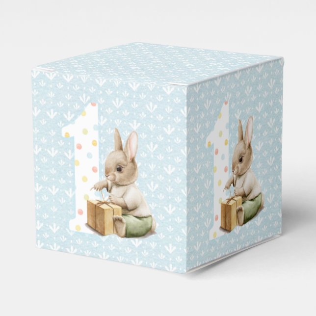 Cute Bunny's First Birthday  Favor Boxes (Front Side)