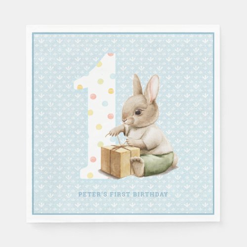 Cute Bunnys First Birthday Napkins