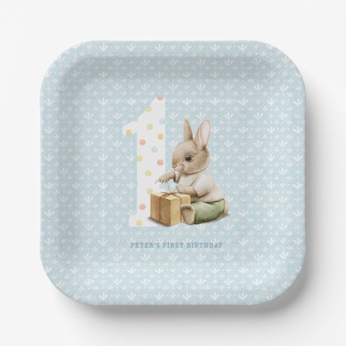 Cute Bunnys First Birthday Paper Plates