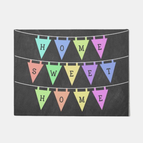 Cute Bunting Banners Home Sweet Home Door Mat