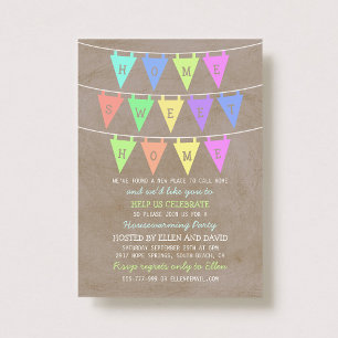 Cute Bunting Banners Home Sweet Home Housewarming Invitation