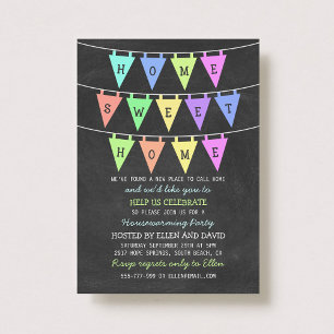 Cute Bunting Banners Home Sweet Home Housewarming Invitation