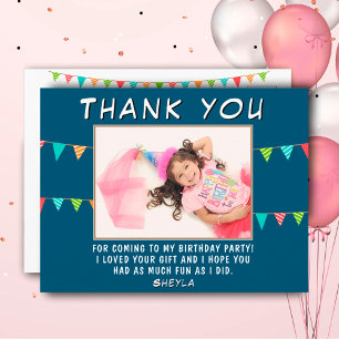 Cute Bunting Flag Birthday Photo Thank you Postcard