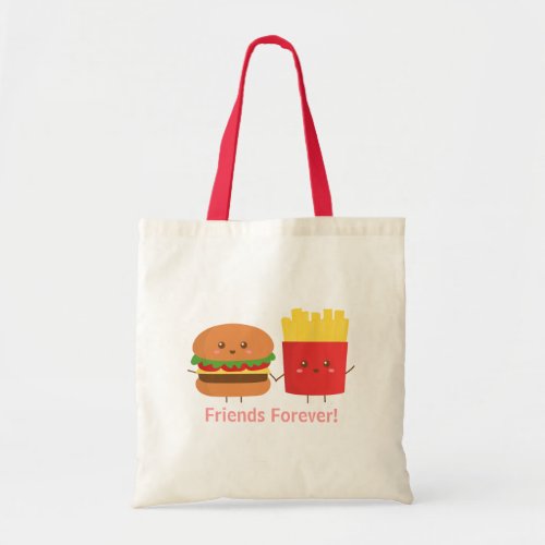 Cute Burger and Fries Friends Forever Tote Bag