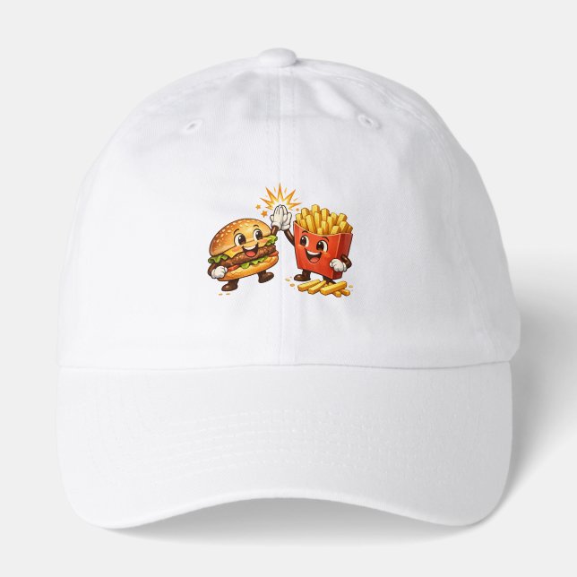Cute Burger and Fries High Five Kawaii Art Hat (Front)