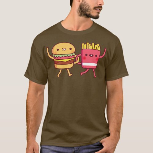 Cute Burger And Fries Linking Arms Besties T_Shirt