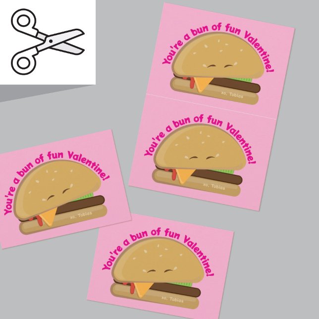Cute Burger Cuttable Valentines Day Cards Dark Red (Creator Uploaded)