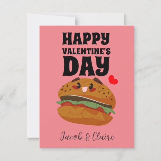cute burger, Happy valentines day personalize name (Front)