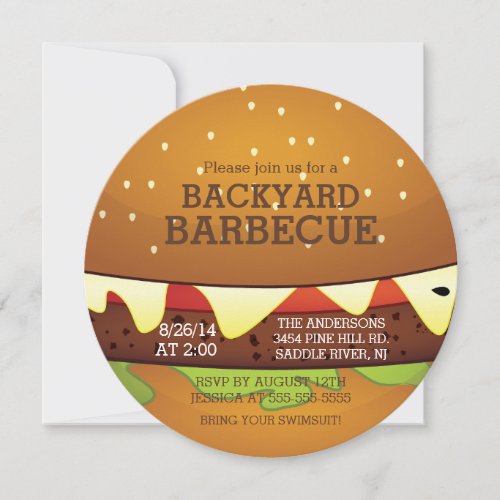 Cute Burger Summer BBQ Party Invitation