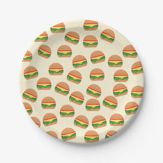 Cute Burgers Paper Plates (Front)