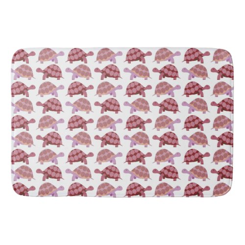 Cute Burgundy Cartoon Tortoise Pattern Bath Mat