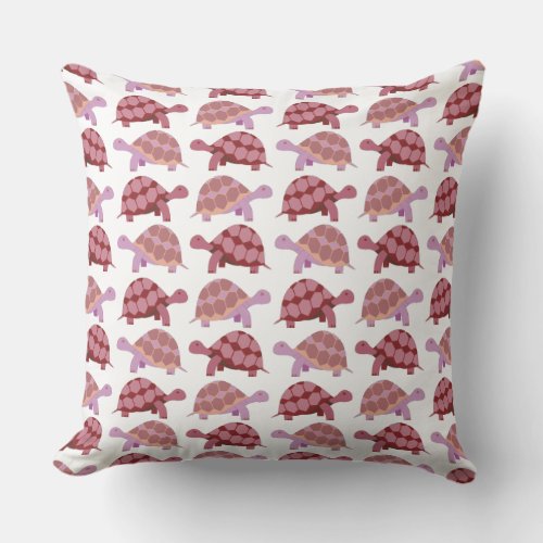 Cute Burgundy Cartoon Tortoise Pattern Throw Pillow