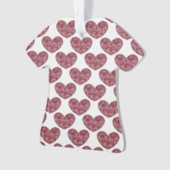 Cute Burgundy Crayon Hearts Pattern Ornament by HappyGabby at Zazzle