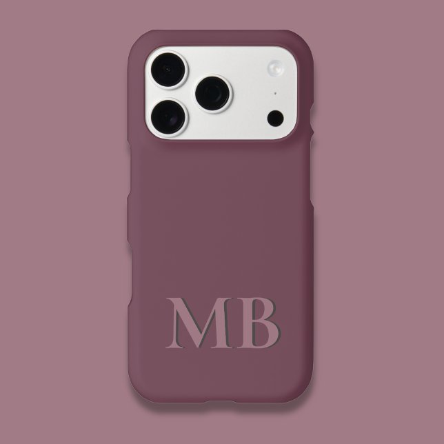 Cute Burgundy Two Initial Modern Monogram   iPhone Case (Fall Burgundy Phone Case Monogrammed)