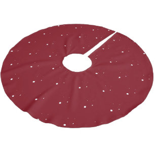 Cute burgundy white snow falling pattern elegant brushed polyester tree skirt