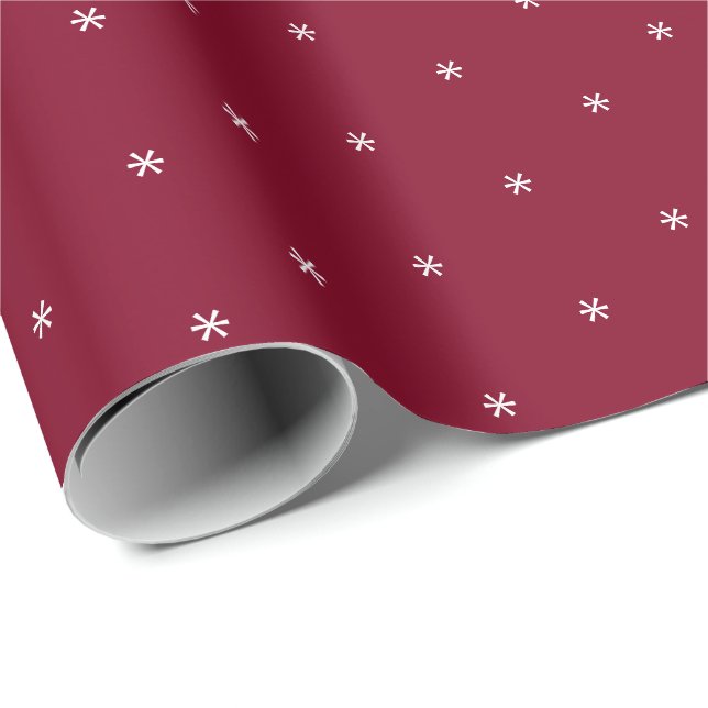 Cute burgundy white snowflakes winter Holidays Wrapping Paper (Roll Corner)