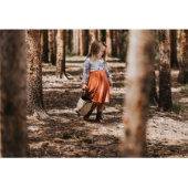 Cute Burnt Orange Floral Boho Girls Twirl Dress (Front)