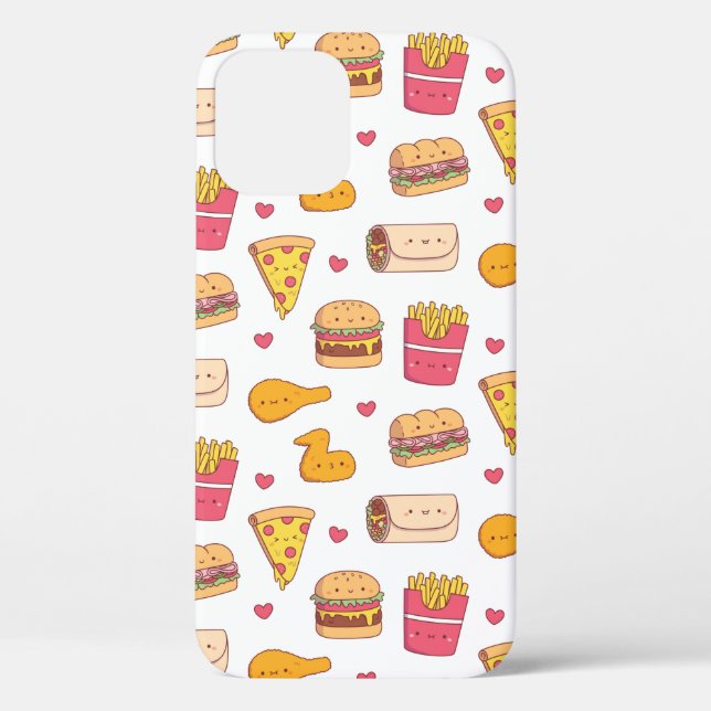 Cute Burrito Pizza Sandwich Burger Fries Pattern Case-Mate iPhone Case (Back)