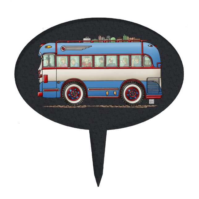 Cute Bus Tour Bus Cake Topper (Front)