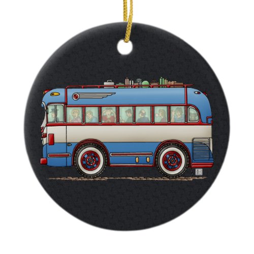 Cute Bus Tour Bus Ceramic Ornament