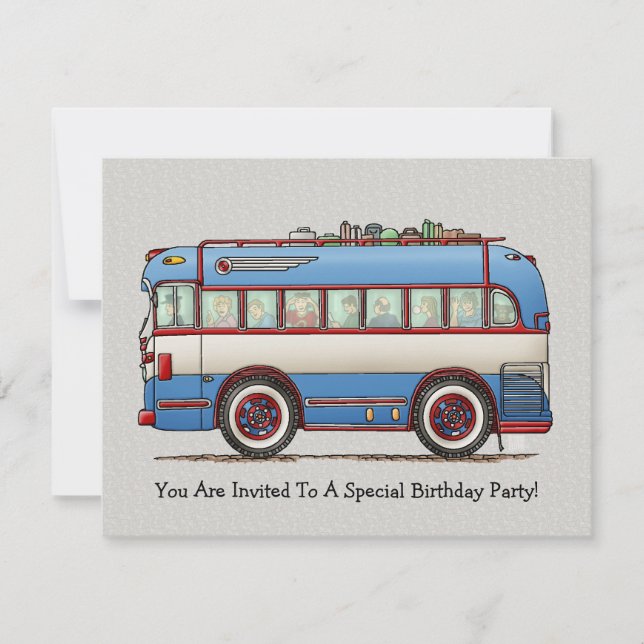 Cute Bus Tour Bus Invitation (Front)