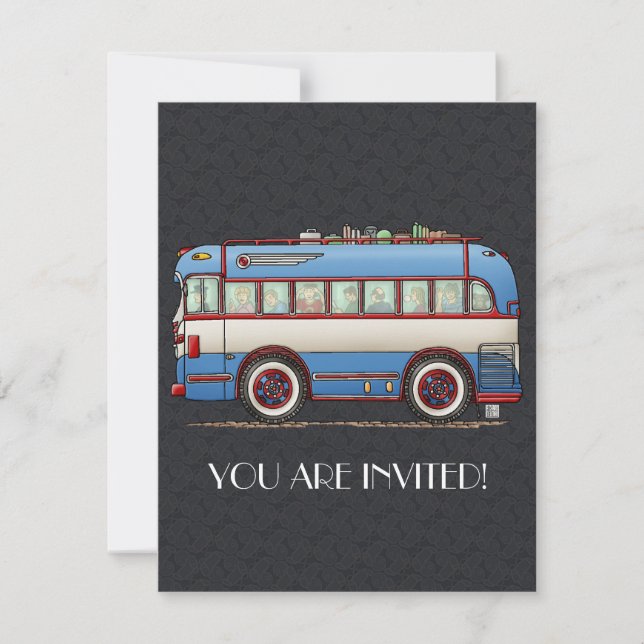 Cute Bus Tour Bus Invitation (Front)