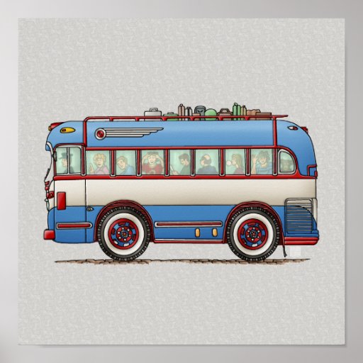 Cute Bus Tour Bus Poster | Zazzle