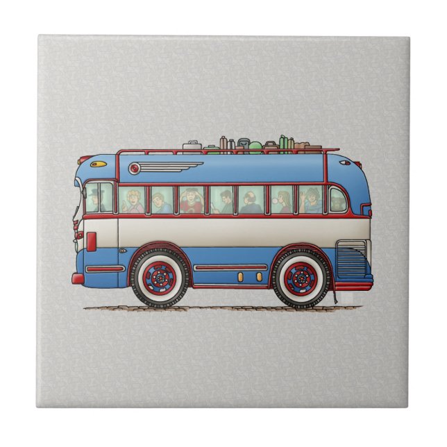 Cute Bus Tour Bus Tile (Front)