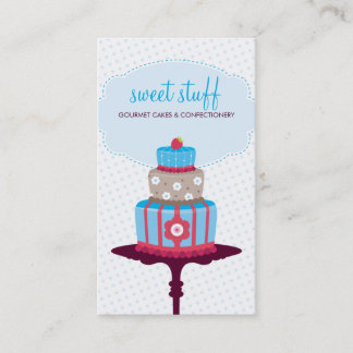 CUTE BUSINESS CARD sweet cake bakery aqua blue red