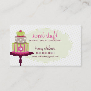 CUTE BUSINESS CARD sweet cake bakery lime pink