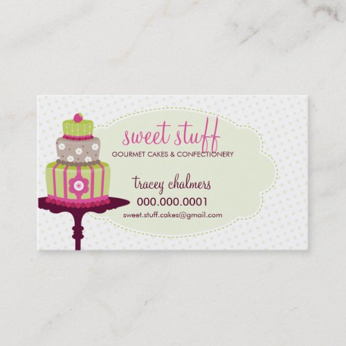 CUTE BUSINESS CARD sweet cake bakery lime pink
