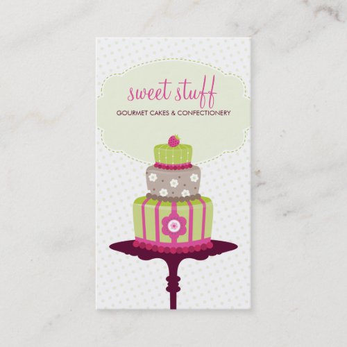 CUTE BUSINESS CARD sweet cake bakery lime pink