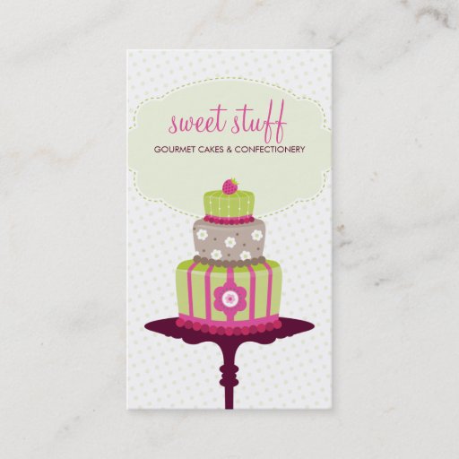 Customizable CUTE BUSINESS CARD sweet cake bakery lime pink