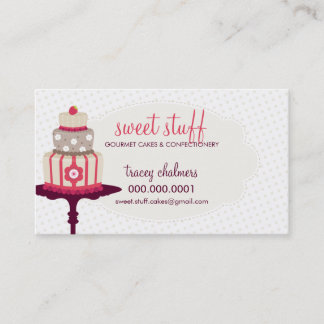 CUTE BUSINESS CARD sweet cake bakery red gold