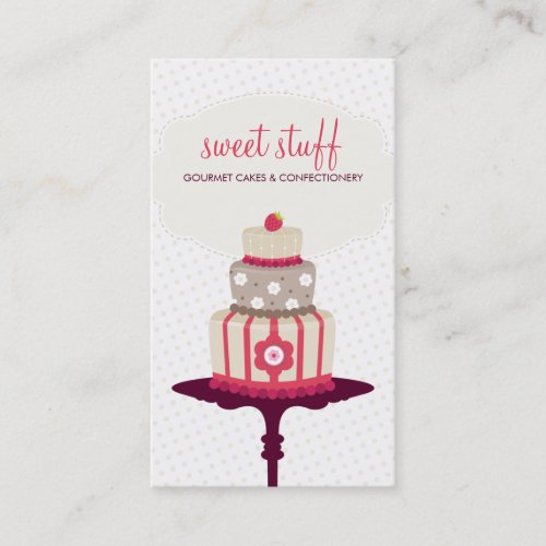 CUTE BUSINESS CARD sweet cake bakery red gold