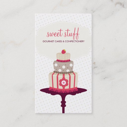 Customizable CUTE BUSINESS CARD sweet cake bakery red gold