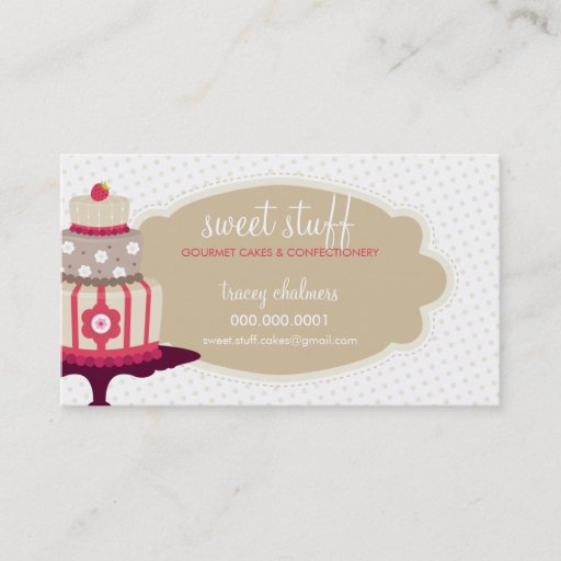 Customizable CUTE BUSINESS CARD sweet cake bakery red gold