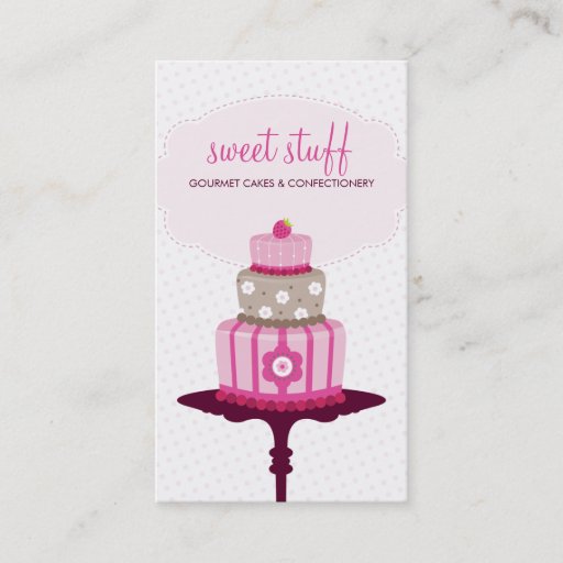 Customizable CUTE BUSINESS CARD :: sweet cakes bakery pink 3