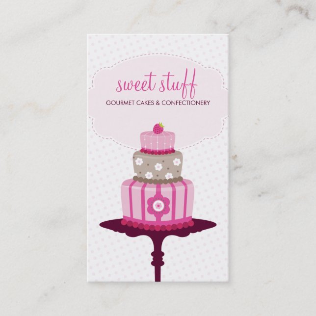 CUTE BUSINESS CARD :: sweet cakes bakery pink 3 (Front)