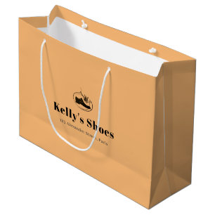 Cute Business Custom Logo Shopping Orange Large Gift Bag