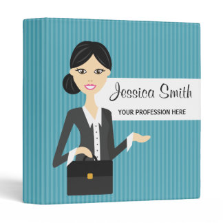 Cute Business Woman Illustration With Black Hair Binder