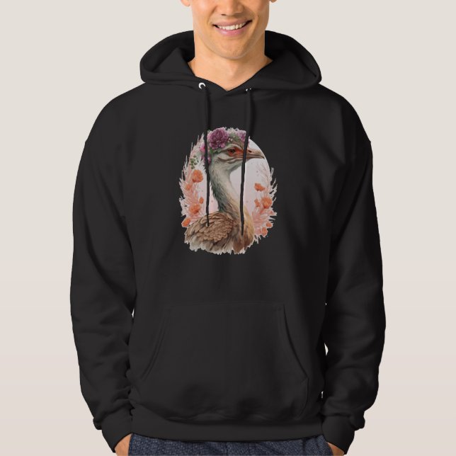 Cute Bustard Bird Watching Flower Crown Floral Bir Hoodie (Front)