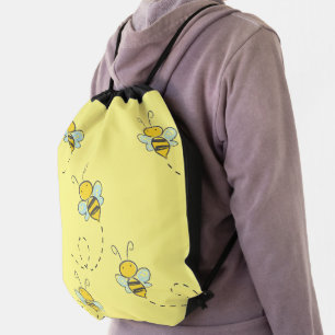 Cute Busy Bee Yellow Drawstring Bag
