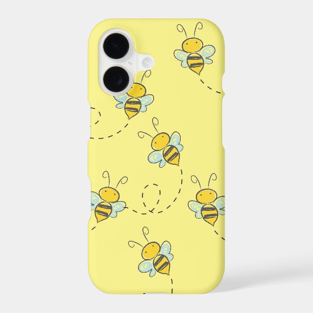 Cute Busy Bee Yellow Pattern Iphone Case (Back)