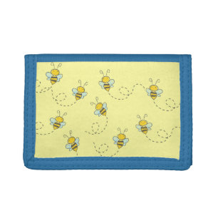 Cute Busy Bee Yellow Pattern Tri-fold Wallet