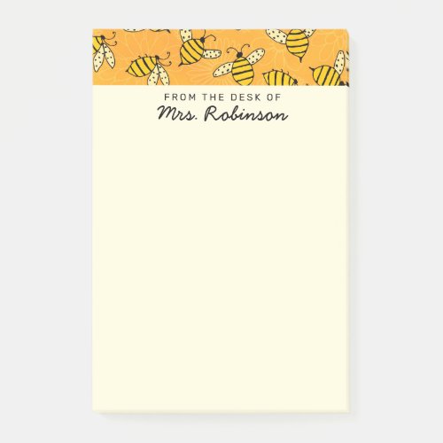 Cute Busy Bees Teacher From the Desk of 4x6 Post_it Notes