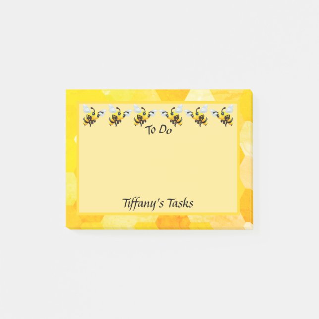 Cute Busy Bees To Do Personalised Post-it Notes (Front)